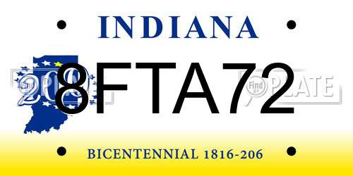 8FTA72 Indiana License Plate