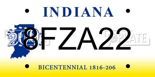 8FZA22 Indiana License Plate