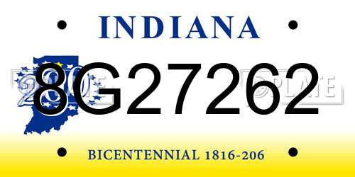8G27262 Indiana License Plate