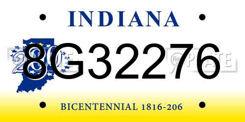 8G32276 Indiana License Plate