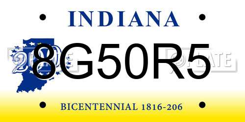 8G50R5 Indiana License Plate