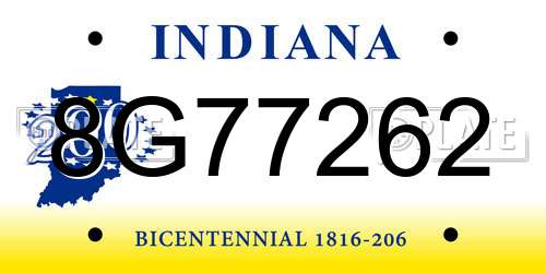 8G77262 Indiana License Plate