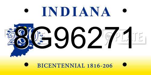 8G96271 Indiana License Plate