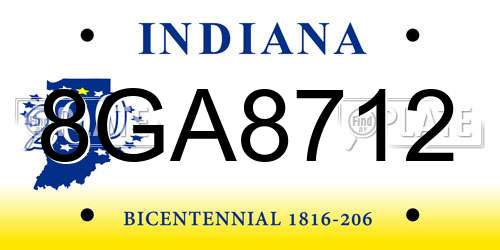 8GA8712 Indiana License Plate