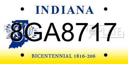 8GA8717 Indiana License Plate
