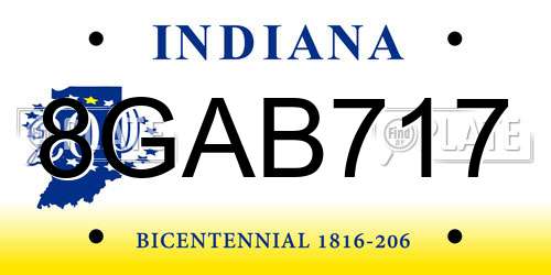8GAB717 Indiana License Plate