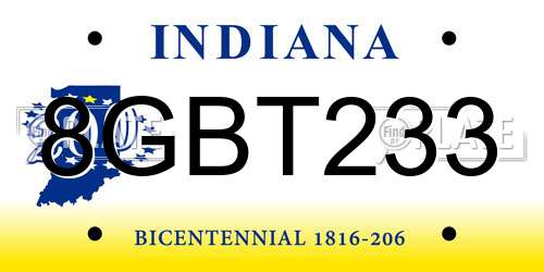8GBT233 Indiana License Plate