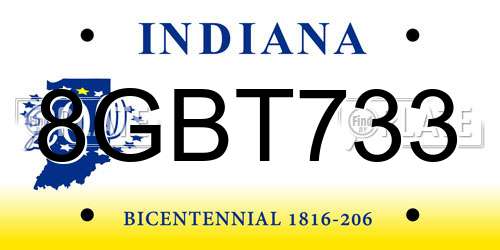 8GBT733 Indiana License Plate
