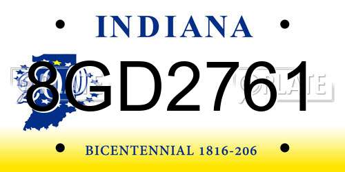 8GD2761 Indiana License Plate