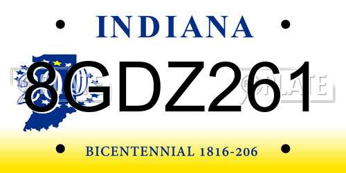 8GDZ261 Indiana License Plate