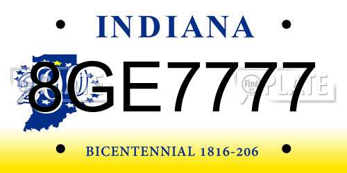 8GE7777 Indiana License Plate