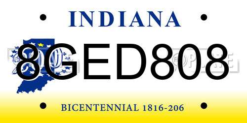 8GED808 Indiana License Plate
