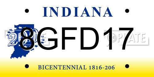 8GFD17 Indiana License Plate