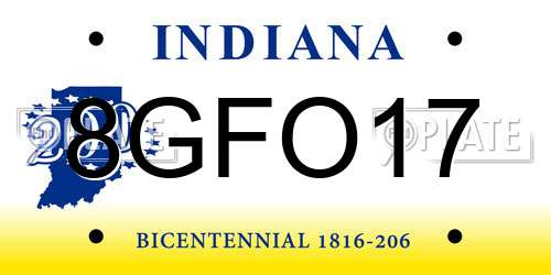 8GFO17 Indiana License Plate