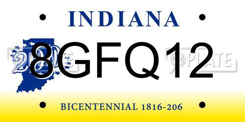 8GFQ12 Indiana License Plate