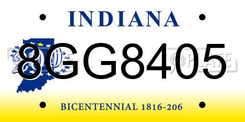 8GG8405 Indiana License Plate