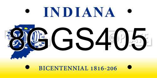 8GGS405 Indiana License Plate
