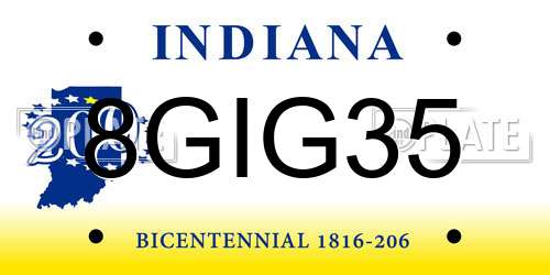 8GIG35 Indiana License Plate