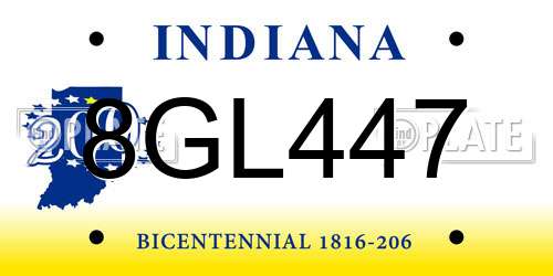 8GL447 Indiana License Plate