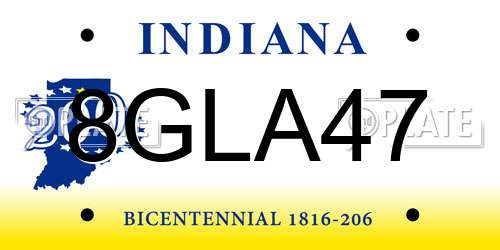 8GLA47 Indiana License Plate