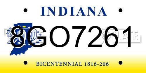 8GO7261 Indiana License Plate