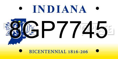 8GP7745 Indiana License Plate
