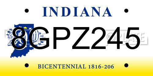 8GPZ245 Indiana License Plate