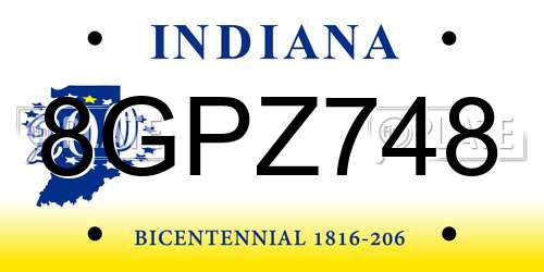8GPZ748 Indiana License Plate