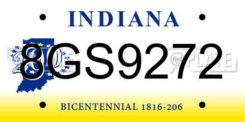 8GS9272 Indiana License Plate