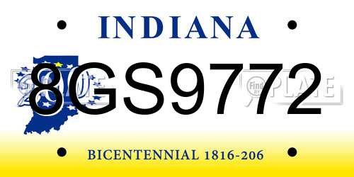 8GS9772 Indiana License Plate