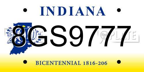 8GS9777 Indiana License Plate