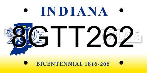 8GTT262 Indiana License Plate