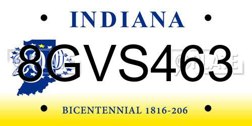 8GVS463 Indiana License Plate