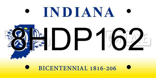 8HDP162 Indiana License Plate