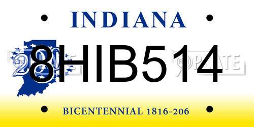 8HIB514 Indiana License Plate