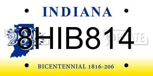 8HIB814 Indiana License Plate