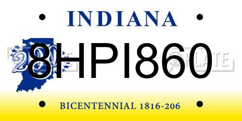 8HPI860 Indiana License Plate