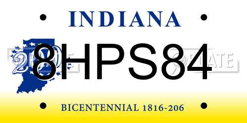 8HPS84 Indiana License Plate