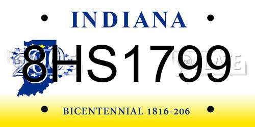 8HS1799 Indiana License Plate