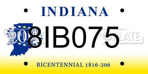 8IB075 Indiana License Plate