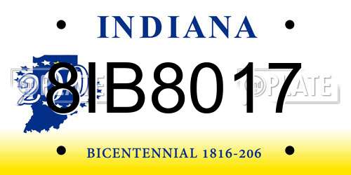 8IB8017 Indiana License Plate