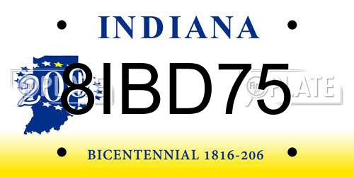 8IBD75 Indiana License Plate