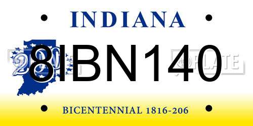 8IBN140 Indiana License Plate