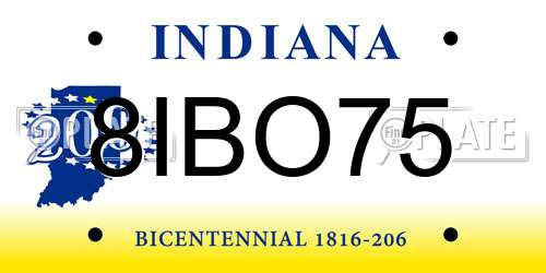 8IBO75 Indiana License Plate