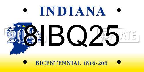 8IBQ25 Indiana License Plate