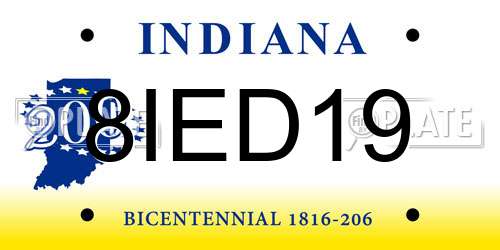 8IED19 Indiana License Plate