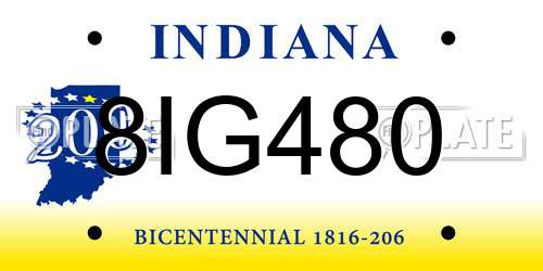 8IG480 Indiana License Plate