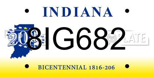8IG682 Indiana License Plate