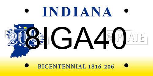 8IGA40 Indiana License Plate