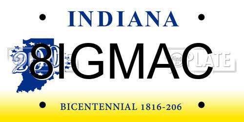 8IGMAC Indiana License Plate